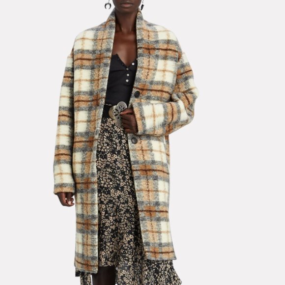 Isabel Marant Jackets & Blazers - ISABEL MARANT ÉTOILE Gabriel Plaid Flannel Wool-Blend Coat